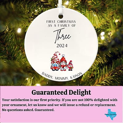 Family of 3 First Christmas, 2024 Personalized Custom Ornament, Cherished Lasting Heirloom Keepsake, Beautiful Nostalgic Memento, Adoption Family of 3 First Christmas, 2024 Personalized Custom Ornament, Cherished Lasting Heirloom Keepsake, Beautiful Nostalgic Memento, Adoption