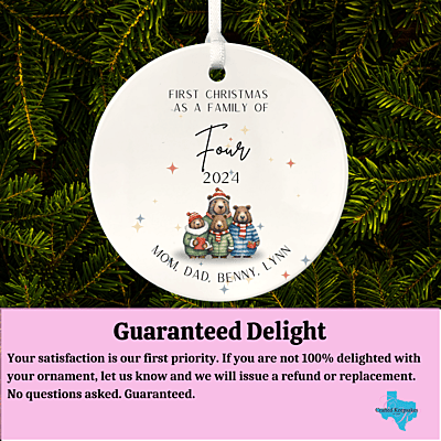 Family of Four Personalized 1st Christmas Ornament, 2024 Family Christmas Keepsake, Custom Christmas Gift for Family, Baby, adoption Family of Four Personalized 1st Christmas Ornament, 2024 Family Christmas Keepsake, Custom Christmas Gift for Family, Baby, adoption