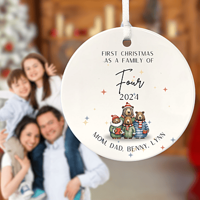 Family of Four Personalized 1st Christmas Ornament, 2024 Family Christmas Keepsake, Custom Christmas Gift for Family, Baby, adoption Family of Four Personalized 1st Christmas Ornament, 2024 Family Christmas Keepsake, Custom Christmas Gift for Family, Baby, adoption