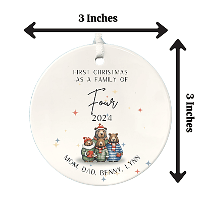 Family of Four Personalized 1st Christmas Ornament, 2024 Family Christmas Keepsake, Custom Christmas Gift for Family, Baby, adoption Family of Four Personalized 1st Christmas Ornament, 2024 Family Christmas Keepsake, Custom Christmas Gift for Family, Baby, adoption