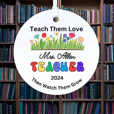 Teacher Personalized 2024 Ceramic Ornament, Perfect Thank You Gift, Custom Quality Keepsake Heirloom Memento Teacher Personalized 2024 Ceramic Ornament, Perfect Thank You Gift, Custom Quality Keepsake Heirloom Memento