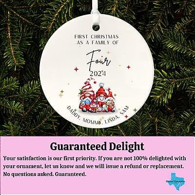 Family of 4 First Christmas 2, Personalized 2024 Custom Ceramic Ornament, Quality Lasting Heirloom Keepsake, Beautiful Nostalgic Memento Family of 4 First Christmas 2, Personalized 2024 Custom Ceramic Ornament, Quality Lasting Heirloom Keepsake, Beautiful Nostalgic Memento