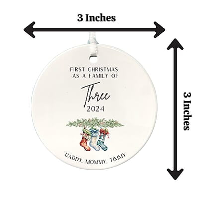 Family of 3 First Christmas 2, 2024 Personalized Custom Ornament, Heirloom Keepsake, Adoption Family of 3 First Christmas 2, 2024 Personalized Custom Ornament, Heirloom Keepsake, Adoption