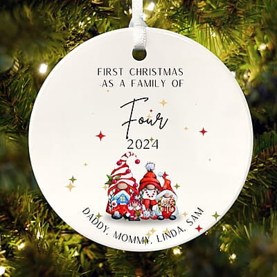 Family of 4 First Christmas 2, Personalized 2024 Custom Ceramic Ornament, Quality Lasting Heirloom Keepsake, Beautiful Nostalgic Memento Family of 4 First Christmas 2, Personalized 2024 Custom Ceramic Ornament, Quality Lasting Heirloom Keepsake, Beautiful Nostalgic Memento