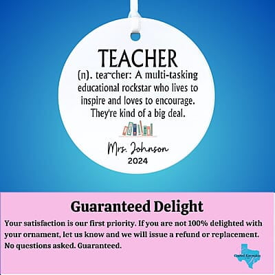 Teacher 3 Personalized 2024 Ceramic Ornament, Thank You Gift, Custom Keepsake Heirloom Memento Teacher 3 Personalized 2024 Ceramic Ornament, Thank You Gift, Custom Keepsake Heirloom Memento