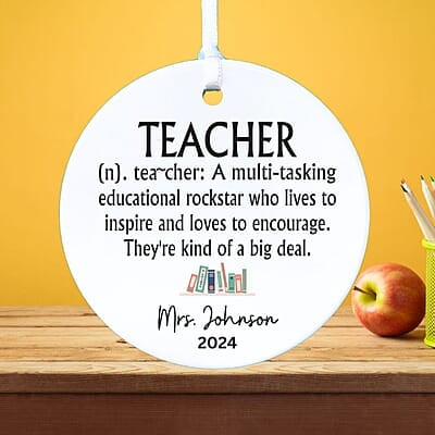 Teacher 3 Personalized 2024 Ceramic Ornament, Thank You Gift, Custom Keepsake Heirloom Memento Teacher 3 Personalized 2024 Ceramic Ornament, Thank You Gift, Custom Keepsake Heirloom Memento