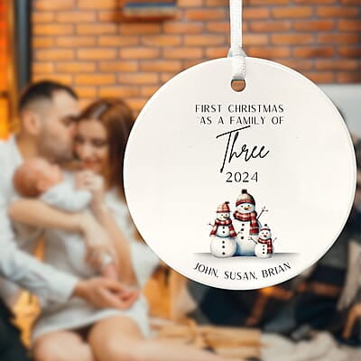Family of 3 First Christmas 3, 2024 Personalized Custom Ornament, Heirloom Keepsake, Adoption Family of 3 First Christmas 3, 2024 Personalized Custom Ornament, Heirloom Keepsake, Adoption