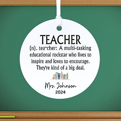 Teacher 3 Personalized 2024 Ceramic Ornament, Thank You Gift, Custom Keepsake Heirloom Memento Teacher 3 Personalized 2024 Ceramic Ornament, Thank You Gift, Custom Keepsake Heirloom Memento