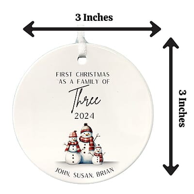 Family of 3 First Christmas 3, 2024 Personalized Custom Ornament, Heirloom Keepsake, Adoption Family of 3 First Christmas 3, 2024 Personalized Custom Ornament, Heirloom Keepsake, Adoption