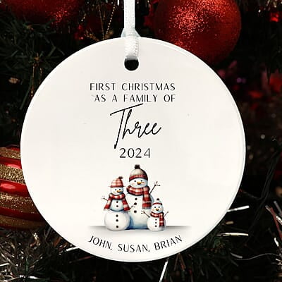 Family of 3 First Christmas 3, 2024 Personalized Custom Ornament, Heirloom Keepsake, Adoption Family of 3 First Christmas 3, 2024 Personalized Custom Ornament, Heirloom Keepsake, Adoption