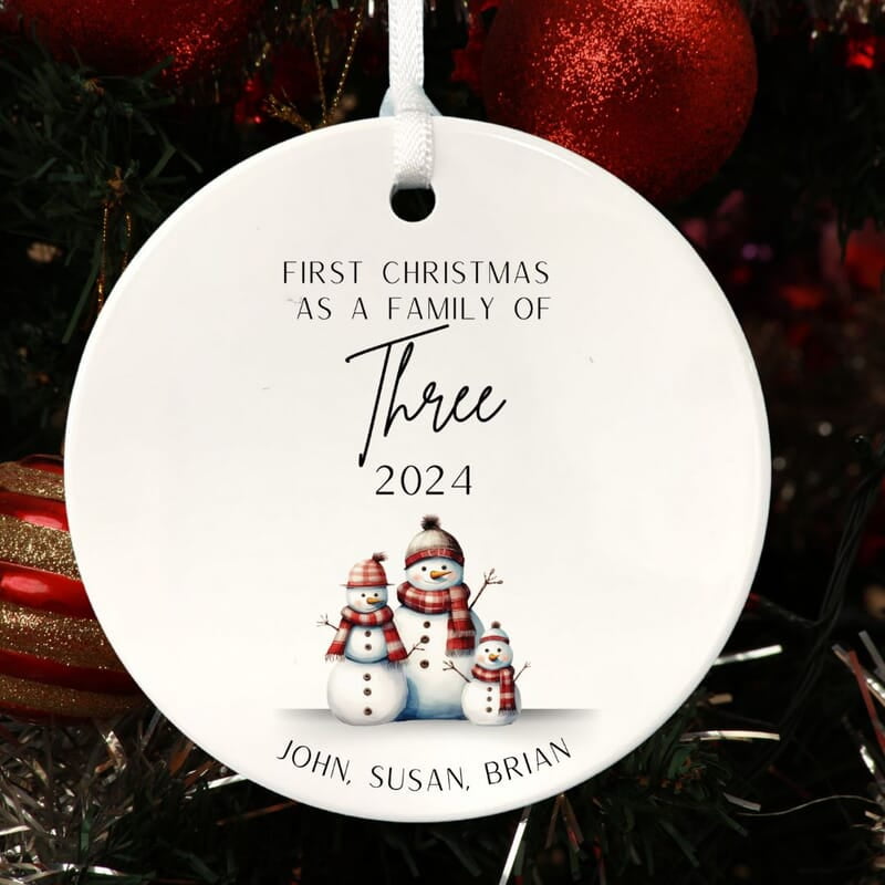 Family of 3 First Christmas 3, 2024 Personalized Custom Ornament, Heirloom Keepsake, Adoption Family of 3 First Christmas 3, 2024 Personalized Custom Ornament, Heirloom Keepsake, Adoption