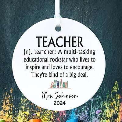 Teacher 3 Personalized 2024 Ceramic Ornament, Thank You Gift, Custom Keepsake Heirloom Memento Teacher 3 Personalized 2024 Ceramic Ornament, Thank You Gift, Custom Keepsake Heirloom Memento