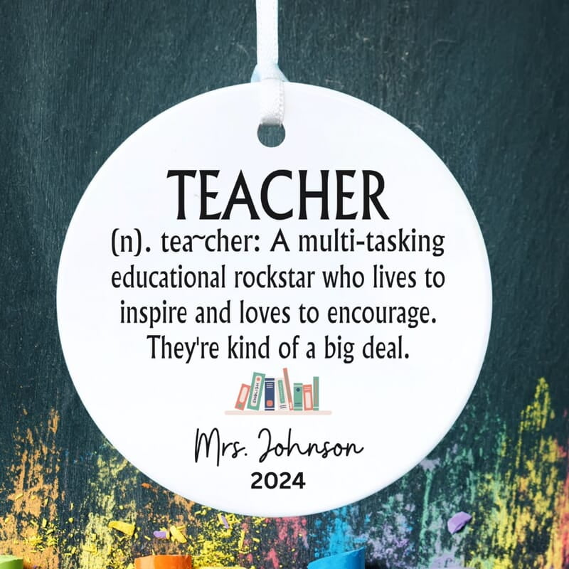 Teacher 3 Personalized 2024 Ceramic Ornament, Thank You Gift, Custom Keepsake Heirloom Memento Teacher 3 Personalized 2024 Ceramic Ornament, Thank You Gift, Custom Keepsake Heirloom Memento