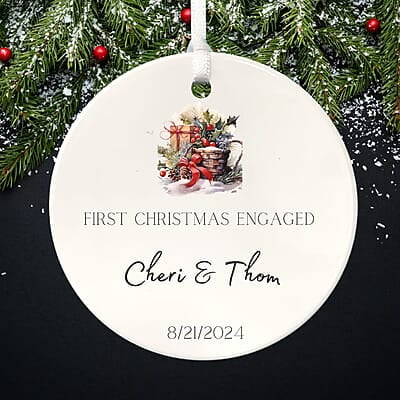Engagement Ornament 3, Personalized 2024, Enduring Cherished Ceramic Keepsake, Custom Memento Engagement Ornament 3, Personalized 2024, Enduring Cherished Ceramic Keepsake, Custom Memento