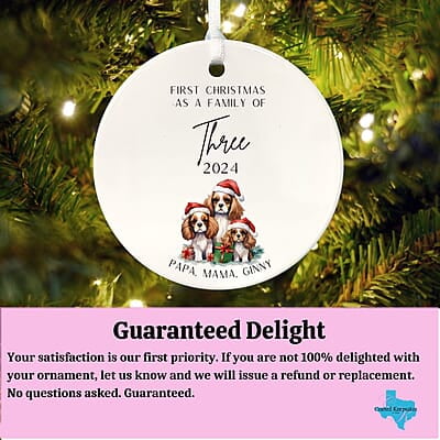 Family of 3 First Christmas 4, 2024 Personalized Custom Ornament, Heirloom Keepsake, Adoption Family of 3 First Christmas 4, 2024 Personalized Custom Ornament, Heirloom Keepsake, Adoption