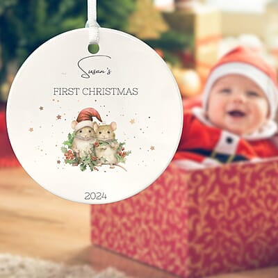 Personalized Baby 1st Christmas Ornament 4, 2024 Keepsake, Custom Girls and Boys, Baby Name Gift