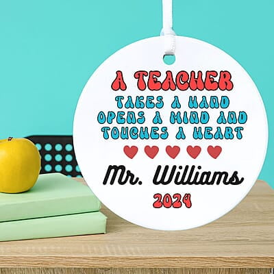 Teacher 4 Personalized 2024 Ceramic Ornament, Thank You Gift, Custom Keepsake Heirloom Memento Teacher 4 Personalized 2024 Ceramic Ornament, Thank You Gift, Custom Keepsake Heirloom Memento