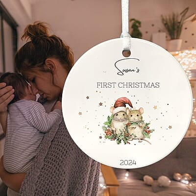 Personalized Baby 1st Christmas Ornament 4, 2024 Keepsake, Custom Girls and Boys, Baby Name Gift