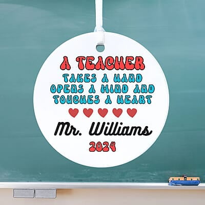 Teacher 4 Personalized 2024 Ceramic Ornament, Thank You Gift, Custom Keepsake Heirloom Memento Teacher 4 Personalized 2024 Ceramic Ornament, Thank You Gift, Custom Keepsake Heirloom Memento