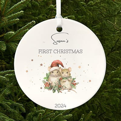 Personalized Baby 1st Christmas Ornament 4, 2024 Keepsake, Custom Girls and Boys, Baby Name Gift