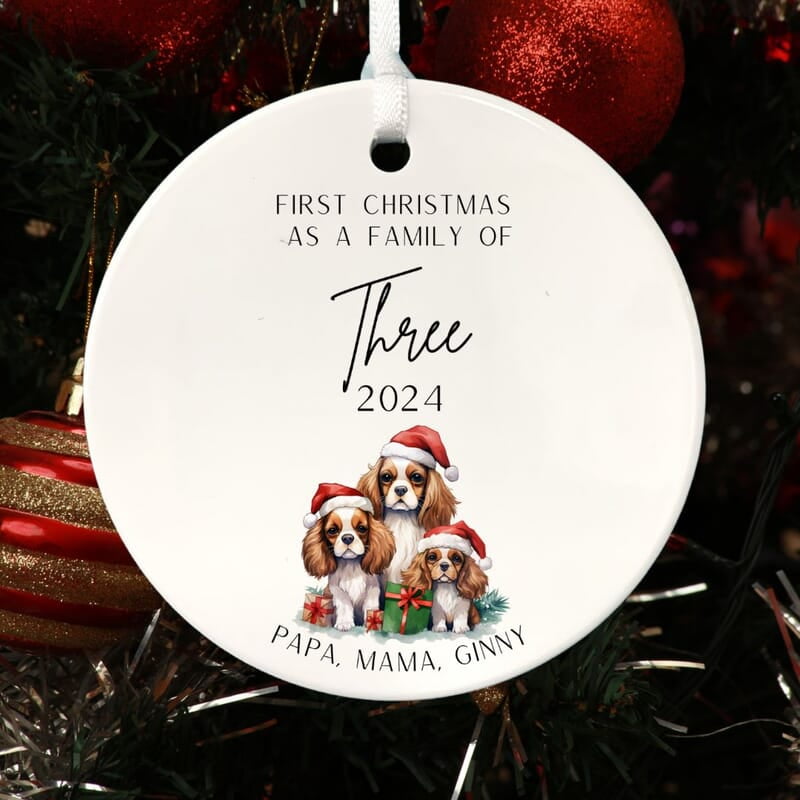 Family of 3 First Christmas 4, 2024 Personalized Custom Ornament, Heirloom Keepsake, Adoption Family of 3 First Christmas 4, 2024 Personalized Custom Ornament, Heirloom Keepsake, Adoption
