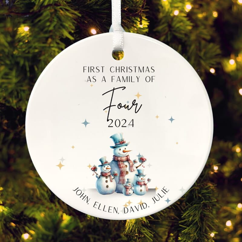 Family of 4 First Christmas 4, Personalized 2024 Custom Ceramic Ornament, Quality Lasting Heirloom Keepsake, Beautiful Nostalgic Memento Family of 4 First Christmas 4, Personalized 2024 Custom Ceramic Ornament, Quality Lasting Heirloom Keepsake, Beautiful Nostalgic Memento