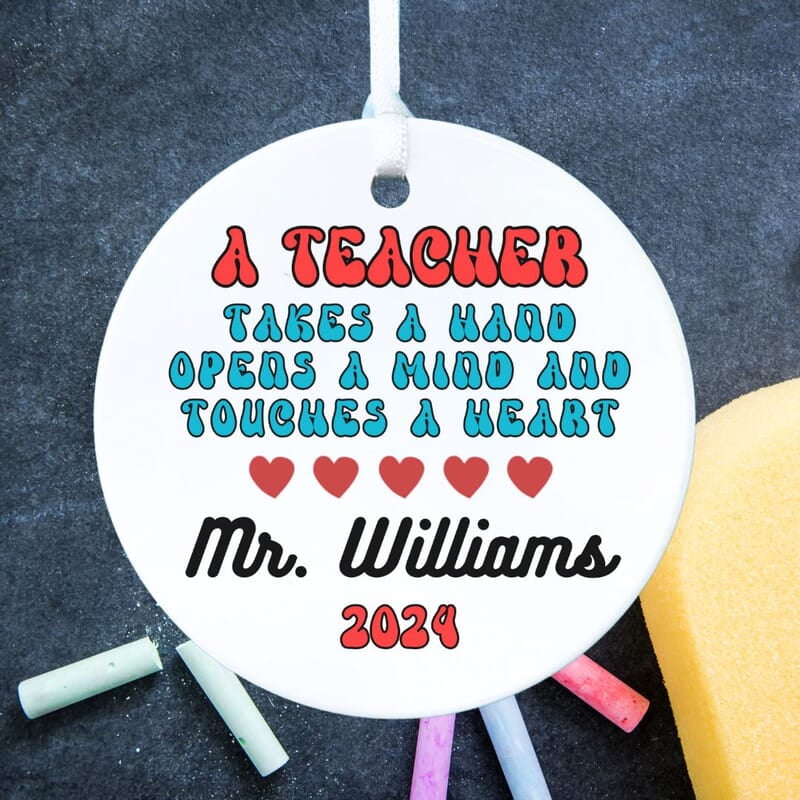 Teacher 4 Personalized 2024 Ceramic Ornament, Thank You Gift, Custom Keepsake Heirloom Memento Teacher 4 Personalized 2024 Ceramic Ornament, Thank You Gift, Custom Keepsake Heirloom Memento