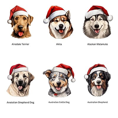Breeds Starting with A Dog in Santa Hat Personalized 4" Wind Spinner Ornament Pet Parent Gift Breeds Starting with A Dog in Santa Hat Personalized 4" Wind Spinner Ornament Pet Parent Gift