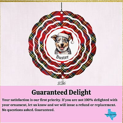 Breeds Starting with A Dog in Santa Hat Personalized 4" Wind Spinner Ornament Pet Parent Gift Breeds Starting with A Dog in Santa Hat Personalized 4" Wind Spinner Ornament Pet Parent Gift