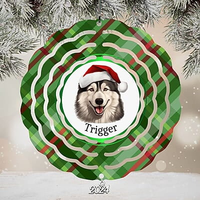 Breeds Starting with A Dog in Santa Hat Personalized 4" Wind Spinner Ornament Pet Parent Gift Breeds Starting with A Dog in Santa Hat Personalized 4" Wind Spinner Ornament Pet Parent Gift