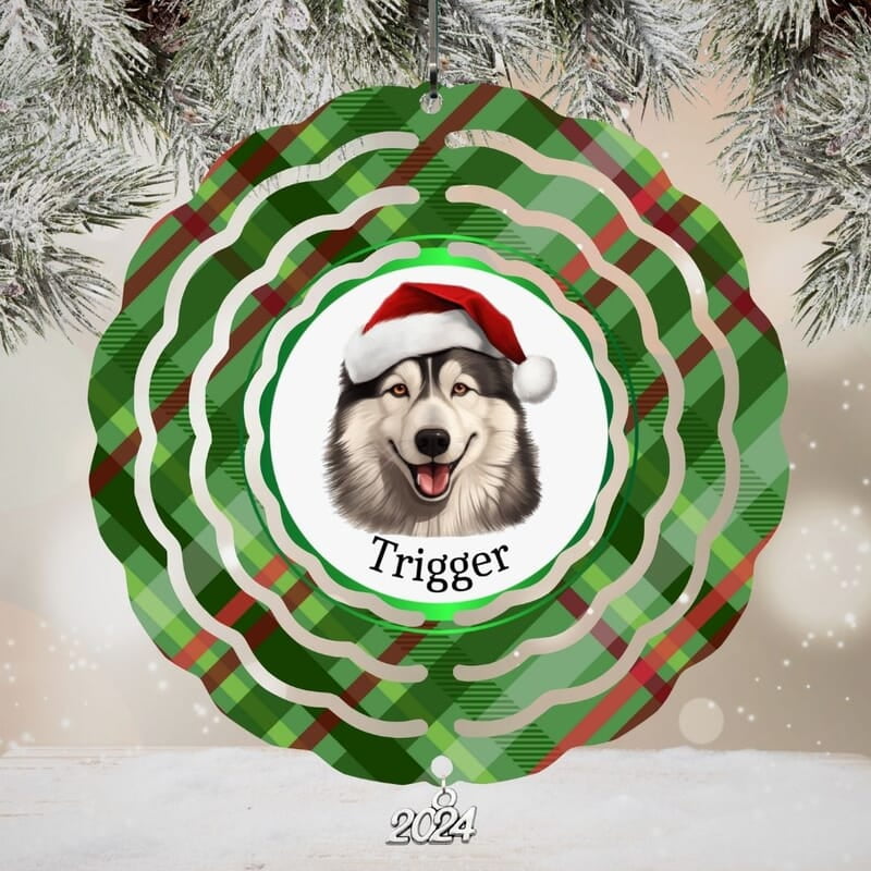 Breeds Starting with A Dog in Santa Hat Personalized 4" Wind Spinner Ornament Pet Parent Gift Breeds Starting with A Dog in Santa Hat Personalized 4" Wind Spinner Ornament Pet Parent Gift