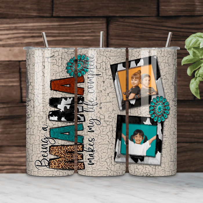 Custom Being a Mama Western 2 Photo 20 oz Tumbler Custom Being a Mama Western 2 Photo 20 oz Tumbler