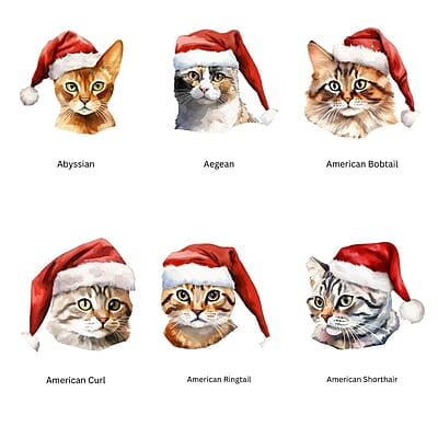 Breeds Starting with A Cat in Santa Hat Personalized 4" Wind Spinner Christmas Ornament Keepsake Pet Parent Gift Breeds Starting with A Cat in Santa Hat Personalized 4" Wind Spinner Christmas Ornament Keepsake Pet Parent Gift