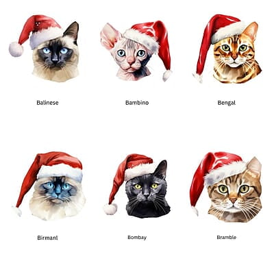 Breeds Starting with B Cat in Santa Hat Personalized 4" Wind Spinner Christmas Ornament Pet Gift Breeds Starting with B Cat in Santa Hat Personalized 4" Wind Spinner Christmas Ornament Pet Gift