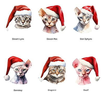 Breeds Starting with D Cat in Santa Hat Personalized 4" Wind Spinner Christmas Ornament Pet Gift Breeds Starting with D Cat in Santa Hat Personalized 4" Wind Spinner Christmas Ornament Pet Gift