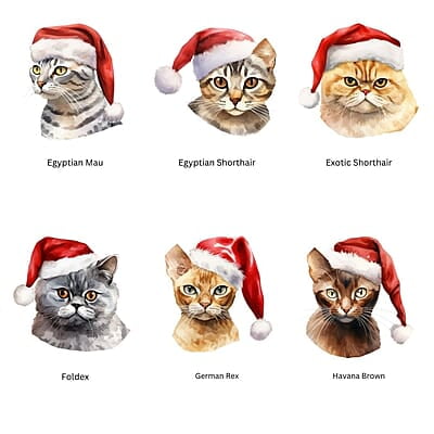 Breeds Starting with E - H Cat in Santa Hat Personalized 4" Wind Spinner Christmas Ornament Pet Gift Breeds Starting with E - H Cat in Santa Hat Personalized 4" Wind Spinner Christmas Ornament Pet Gift