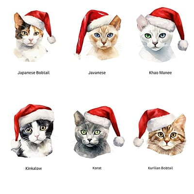 Breeds Starting with J - L Cat in Santa Hat Personalized 4" Wind Spinner Christmas Ornament Pet Gift Breeds Starting with J - L Cat in Santa Hat Personalized 4" Wind Spinner Christmas Ornament Pet Gift