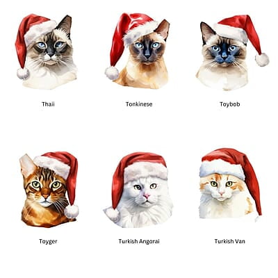 Breeds Starting with T - Y Cat in Santa Hat Personalized 4" Wind Spinner Christmas Ornament Pet Gift Breeds Starting with T - Y Cat in Santa Hat Personalized 4" Wind Spinner Christmas Ornament Pet Gift