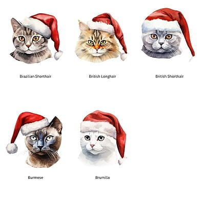 Breeds Starting with B Cat in Santa Hat Personalized 4" Wind Spinner Christmas Ornament Pet Gift Breeds Starting with B Cat in Santa Hat Personalized 4" Wind Spinner Christmas Ornament Pet Gift