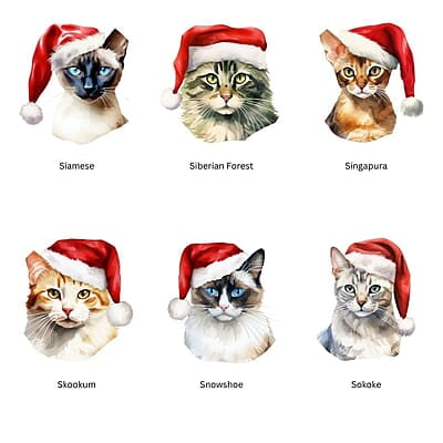 Breeds Starting with S Cat in Santa Hat Personalized 4" Wind Spinner Christmas Ornament Pet Gift Breeds Starting with S Cat in Santa Hat Personalized 4" Wind Spinner Christmas Ornament Pet Gift