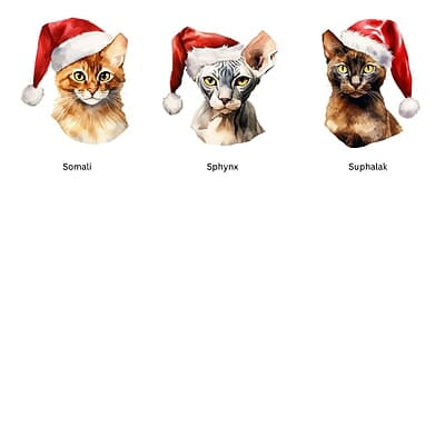 Breeds Starting with S Cat in Santa Hat Personalized 4" Wind Spinner Christmas Ornament Pet Gift Breeds Starting with S Cat in Santa Hat Personalized 4" Wind Spinner Christmas Ornament Pet Gift