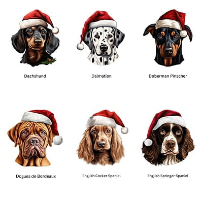 Breeds Starting with D-E Dog Santa Hat Personalized 4" Wind Spinner Ornament Pet Parent Gift Breeds Starting with D-E Dog Santa Hat Personalized 4" Wind Spinner Ornament Pet Parent Gift
