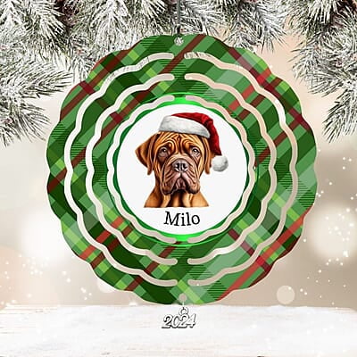 Breeds Starting with D-E Dog Santa Hat Personalized 4" Wind Spinner Ornament Pet Parent Gift Breeds Starting with D-E Dog Santa Hat Personalized 4" Wind Spinner Ornament Pet Parent Gift