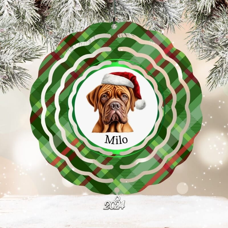 Breeds Starting with D-E Dog Santa Hat Personalized 4" Wind Spinner Ornament Pet Parent Gift Breeds Starting with D-E Dog Santa Hat Personalized 4" Wind Spinner Ornament Pet Parent Gift