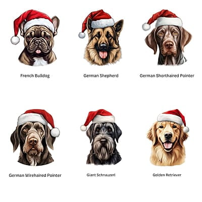 Breeds Starting with F-G Dog Santa Hat Personalized 4" Wind Spinner Ornament Pet Parent Gift Breeds Starting with F-G Dog Santa Hat Personalized 4" Wind Spinner Ornament Pet Parent Gift