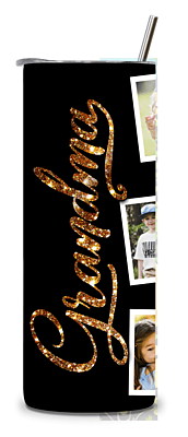 Custom Grandma 20 oz Photo Tumbler – Glam Black & Gold with 13 Photo Slots Custom Grandma 20 oz Photo Tumbler – Glam Black & Gold with 13 Photo Slots