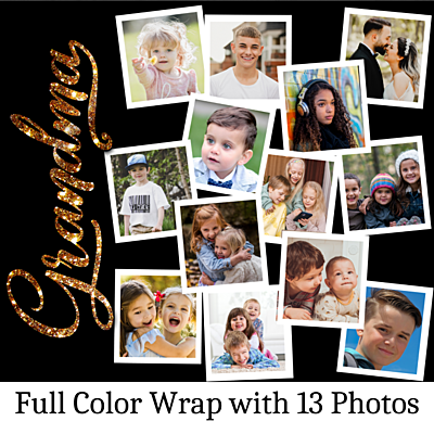 Custom Grandma 20 oz Photo Tumbler – Glam Black & Gold with 13 Photo Slots Custom Grandma 20 oz Photo Tumbler – Glam Black & Gold with 13 Photo Slots