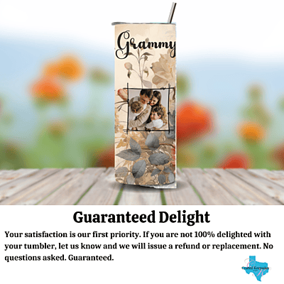 Custom Grammy 20 oz. Photo Tumbler – Muted Floral Design with 5 Photo Keepsake Custom Grammy 20 oz. Photo Tumbler – Muted Floral Design with 5 Photo Keepsake