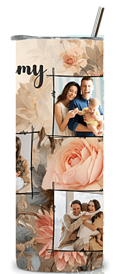 Custom Grammy 20 oz. Photo Tumbler – Muted Floral Design with 5 Photo Keepsake Custom Grammy 20 oz. Photo Tumbler – Muted Floral Design with 5 Photo Keepsake