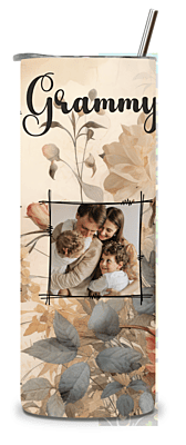 Custom Grammy 20 oz. Photo Tumbler – Muted Floral Design with 5 Photo Keepsake Custom Grammy 20 oz. Photo Tumbler – Muted Floral Design with 5 Photo Keepsake